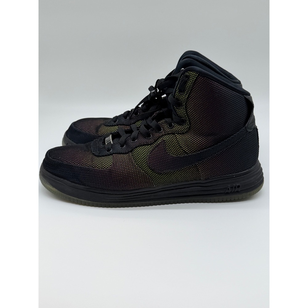 Nike Lunar Force 1 High Black Iridescent Mesh Sneakers Mens 12